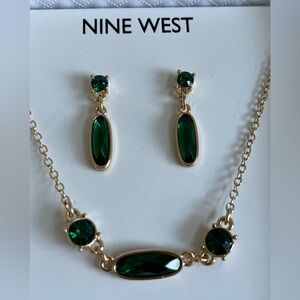 Nine West Gold and Green Earrings